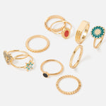 Accessorize London Women's Reconnected Pack Of 10 Enamel Charms Rings Small