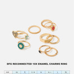 Accessorize London Women's Reconnected Pack Of 10 Enamel Charms Rings Small