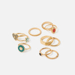Accessorize London Women's Reconnected Pack Of 10 Enamel Charms Rings Medium