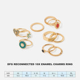 Accessorize London Women's Reconnected Pack Of 10 Enamel Charms Rings Medium