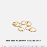 Accessorize London Women's Feel Good Pack Of 7 Crystal & Enamel Rings Large