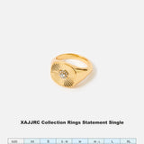 Accessorize London Women's Reconnected Ribbed Sparkle Signet Rings Medium