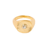Accessorize London Women's Reconnected Ribbed Sparkle Signet Rings Large