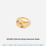 Accessorize London Women's Reconnected Ribbed Sparkle Signet Rings Large