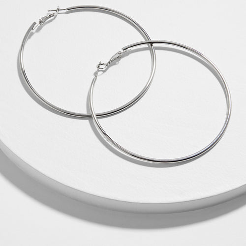 Accessorize London Women's Silver Medium Simple Hoop Earring