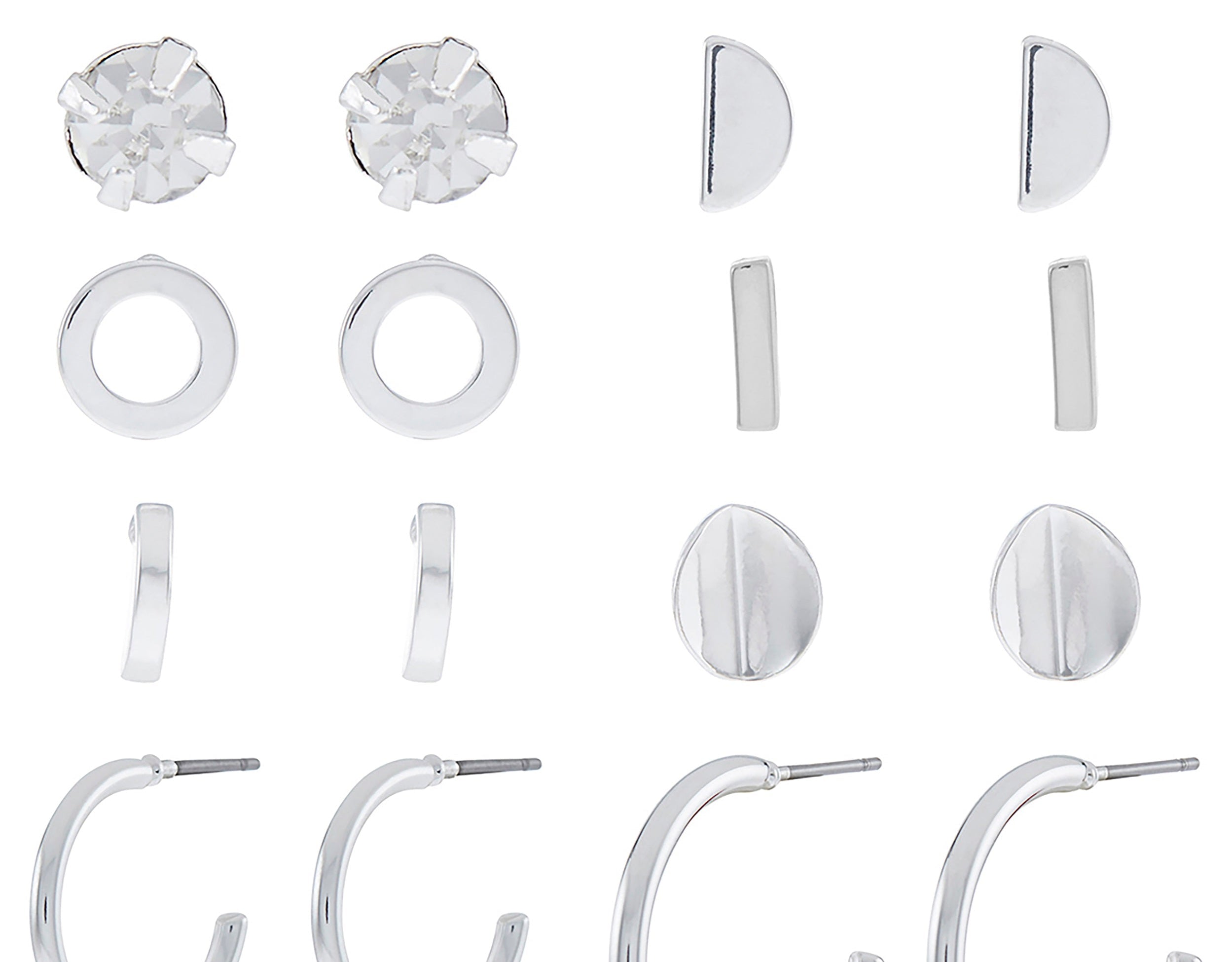 Accessorize London Women'S Silver Set Of 10 Silver Stud Earring Pack