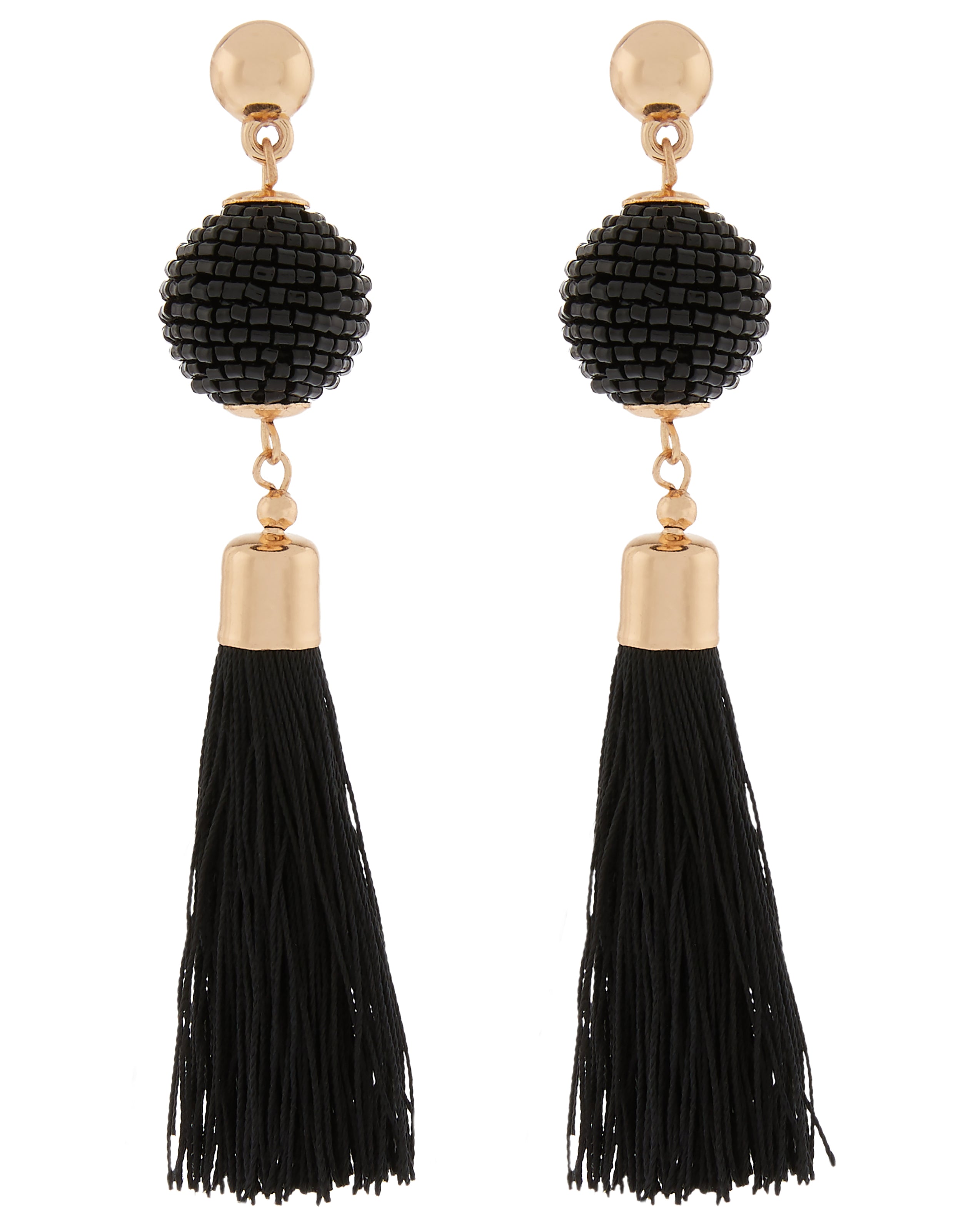 Gold // Black Triangle Fringe Earrings – SHALLA WISTA STUDIO