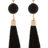 Accessorize London Women's Simple Gold & Black Ball Tassel Earrings
