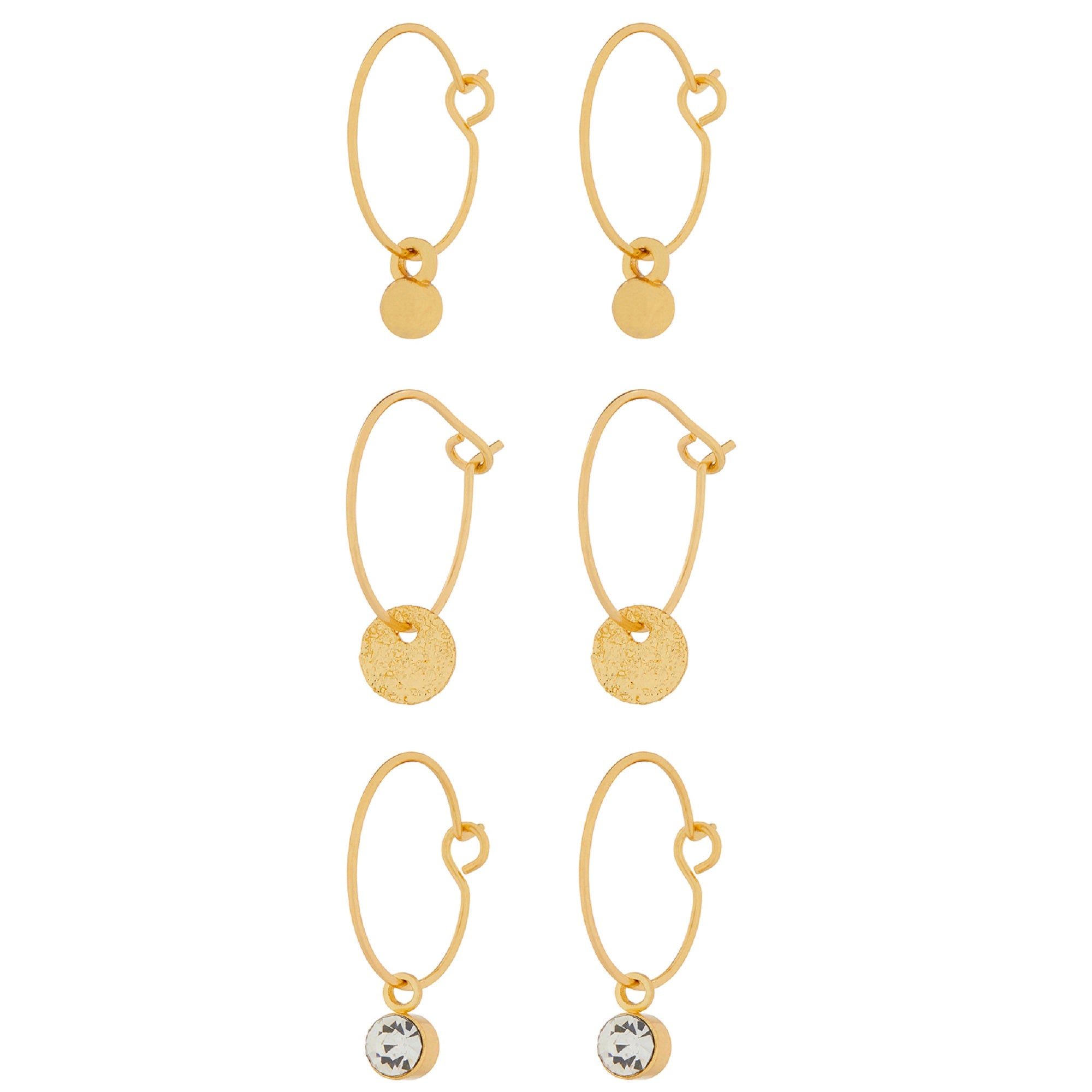 Accessorize London Women's Pack Of 3 Simple Hoop Earrings