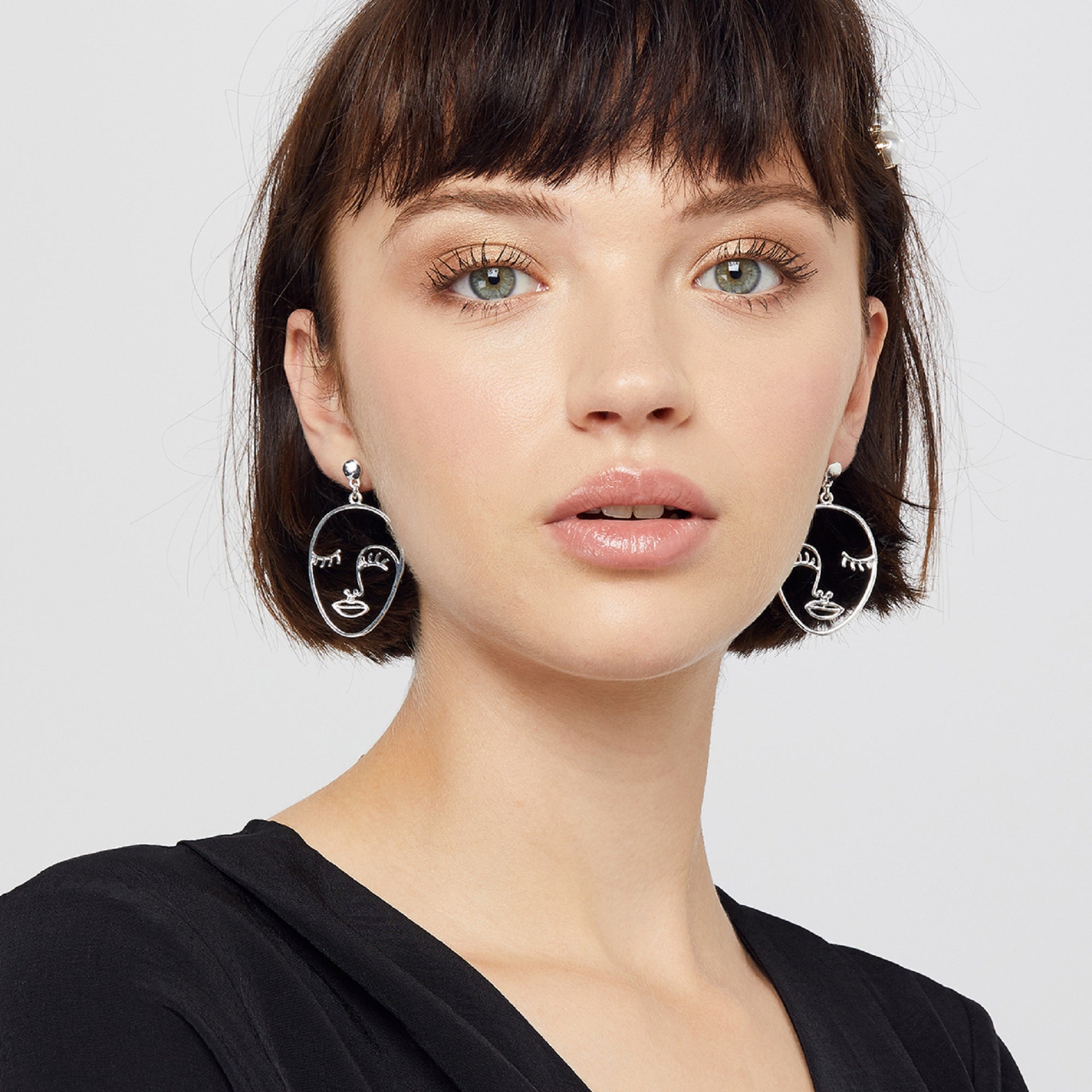 Accessorize London Women's Silver Face Earring