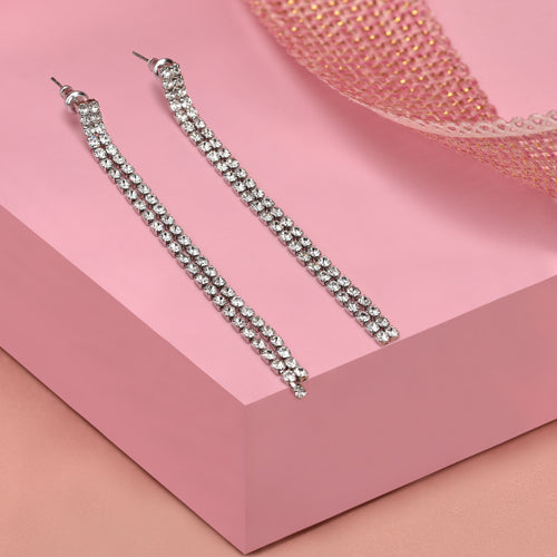 Accessorize London Women'S Silver Crystal Cupchain Slinky Drops Earring