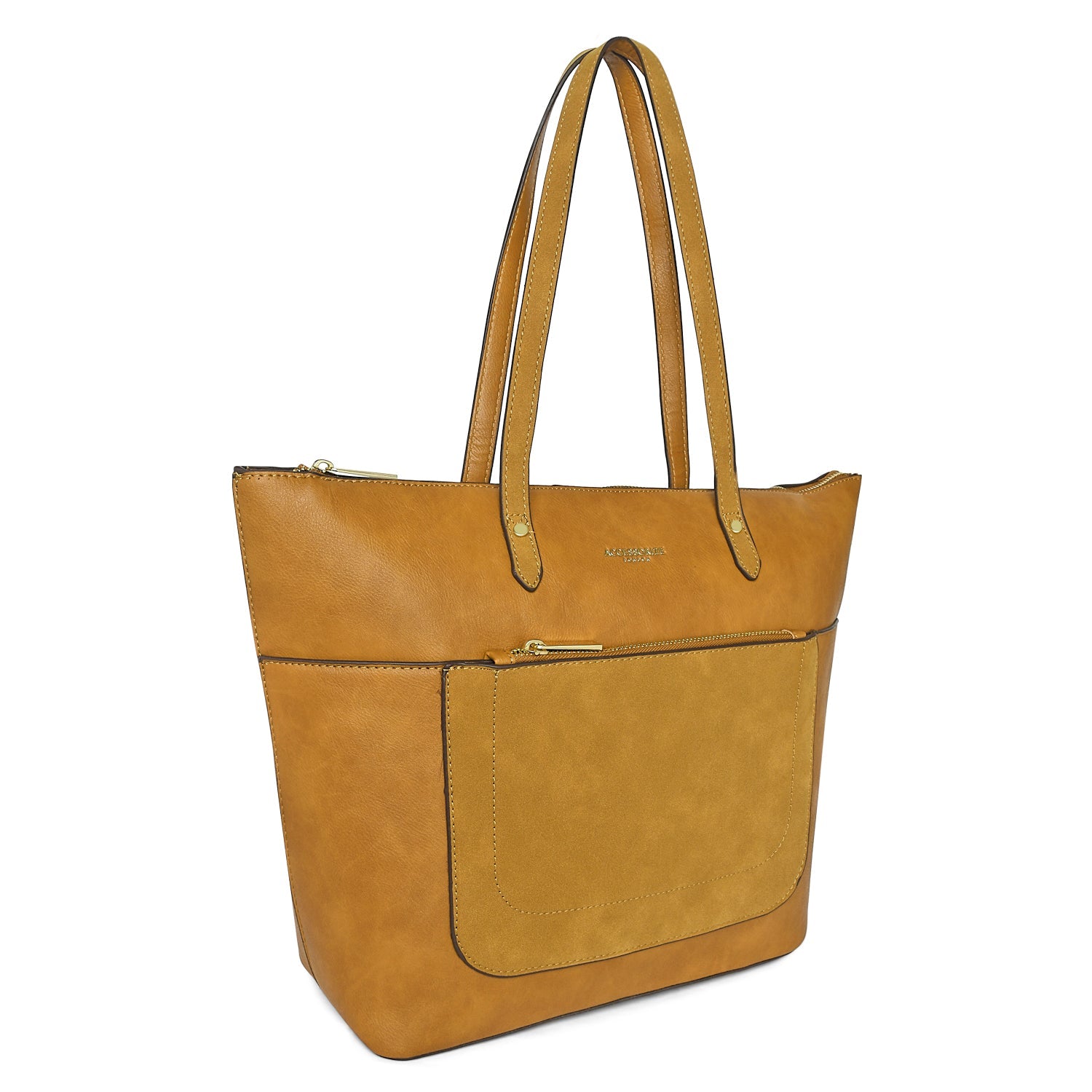 Accessorize London Women's Faux Leather Yellow Spacious Emily Tote Bag