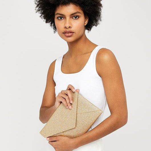 Accessorize London Women's Faux Leather Lily Glitter Envelope Clutch