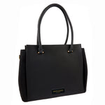 Accessorize London Women's Faux Leather Black Multi Pocket Morgan Work Tote Bag