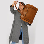 Accessorize London Women'S Faux Leather Tan Multi Pocket Morgan Work Tote Bag