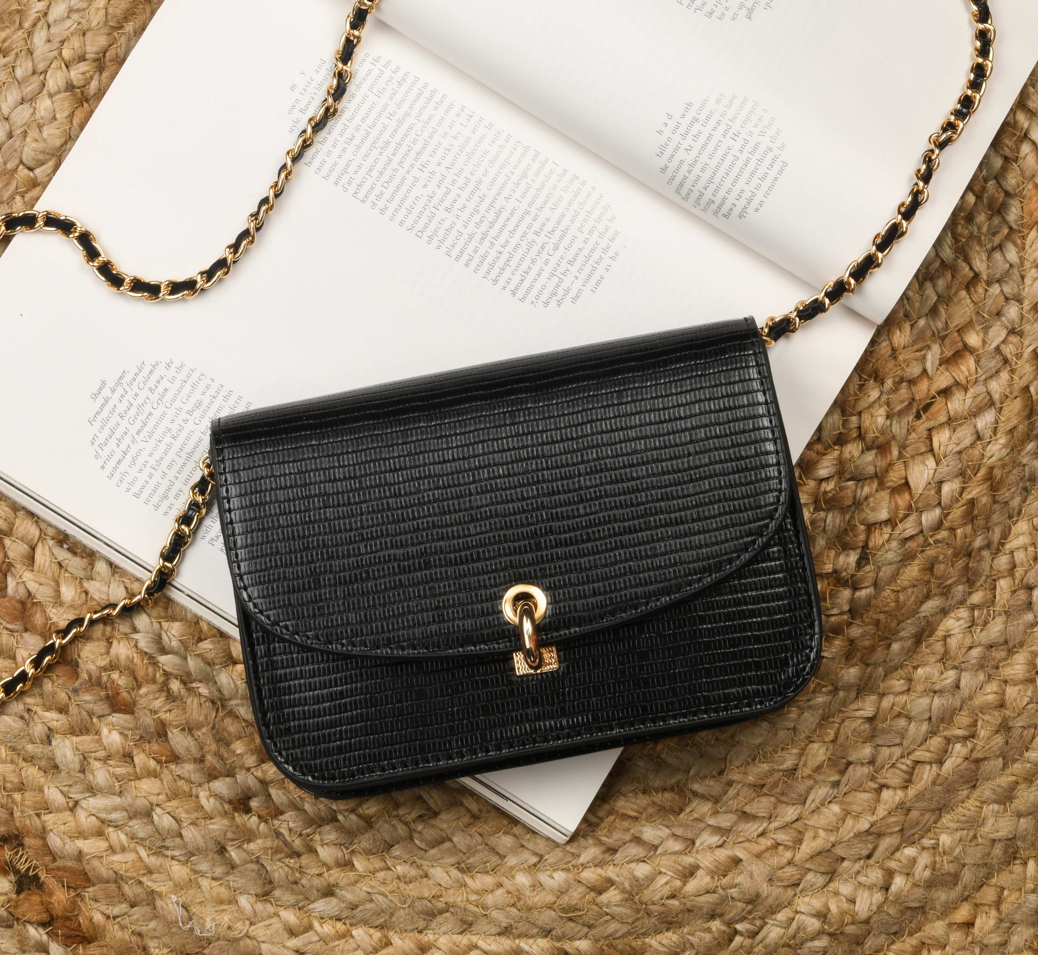 Accessorize London women's Faux Leather Black Mini Purse Sling Bag