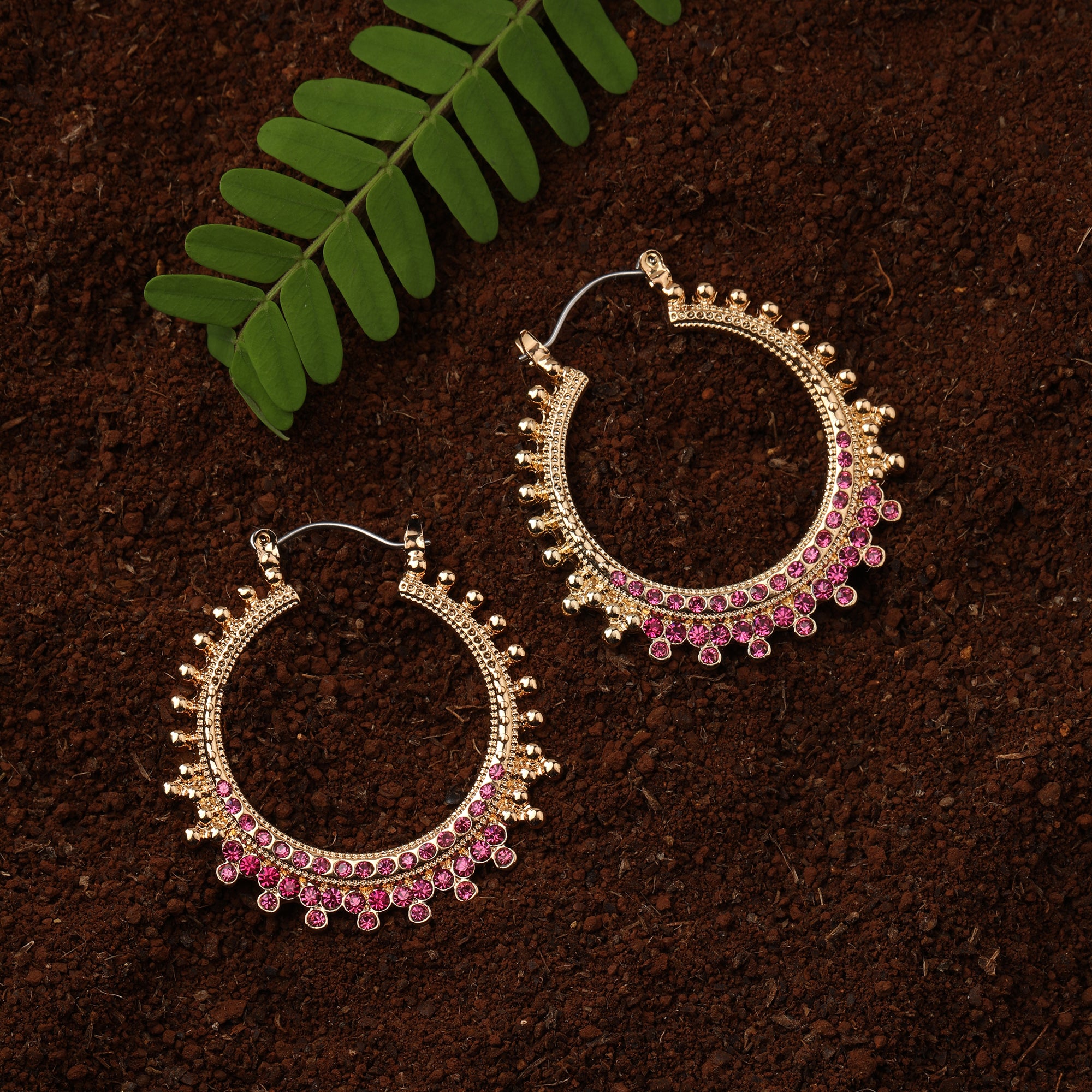 Accessorize London Women'S Pink & Golden Hoop Earrings