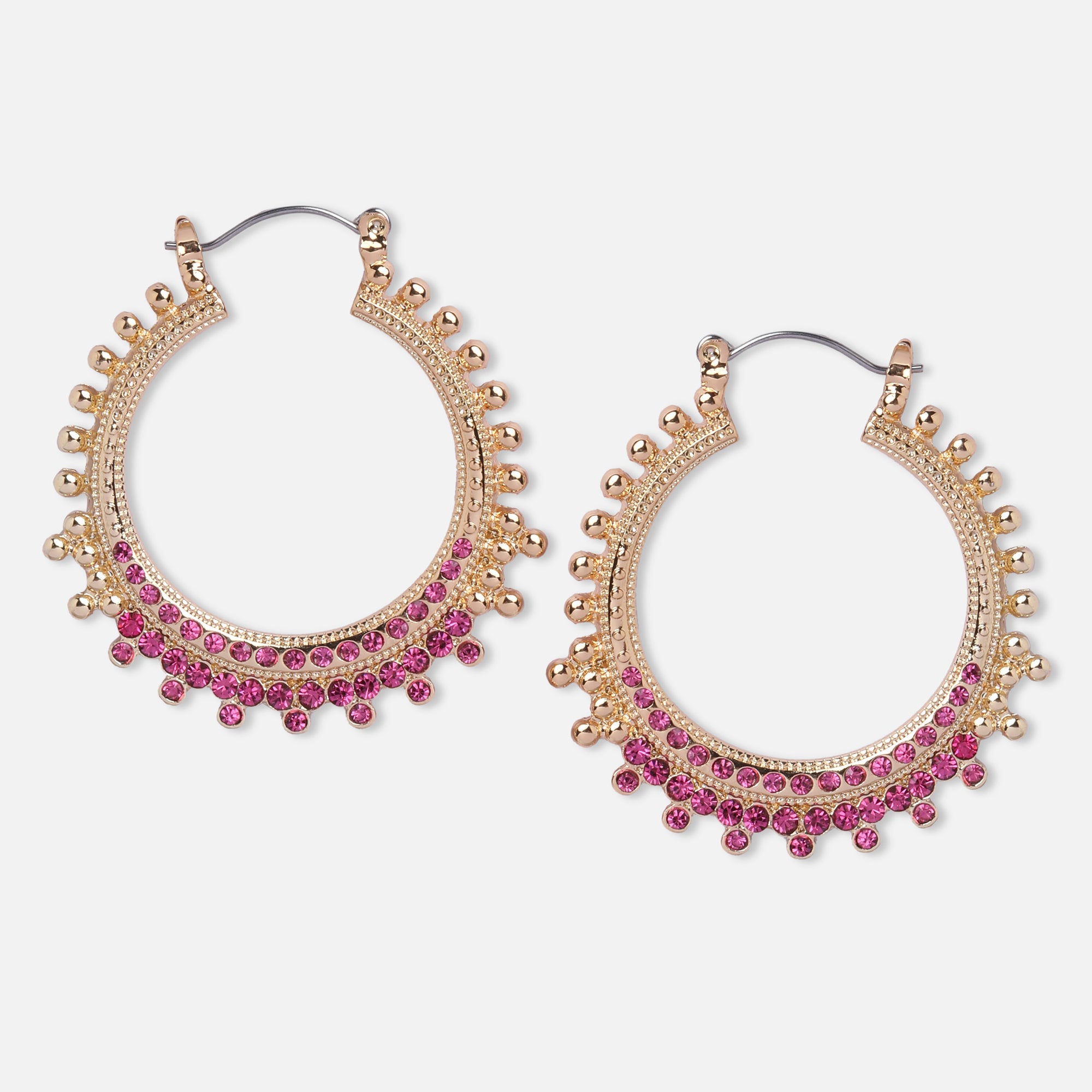 Accessorize London Women'S Pink & Golden Hoop Earrings