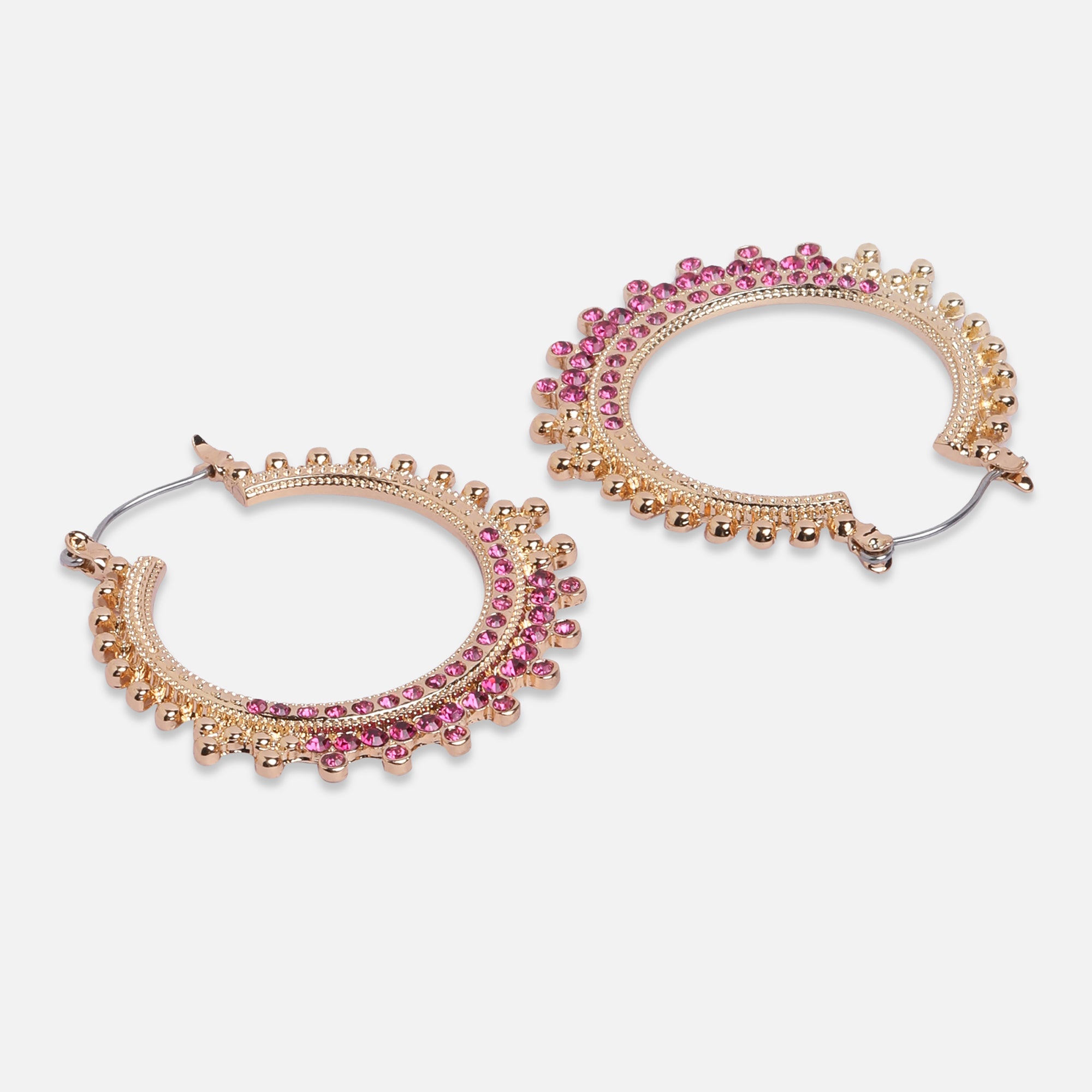 Accessorize London Women'S Pink & Golden Hoop Earrings