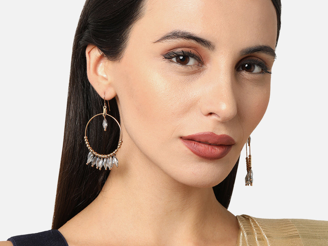 Accessorize London Women's Crystal Bead Drop Long Gold Earring