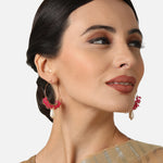 Accessorize London Pink & Pearl White Hoop Earrings
