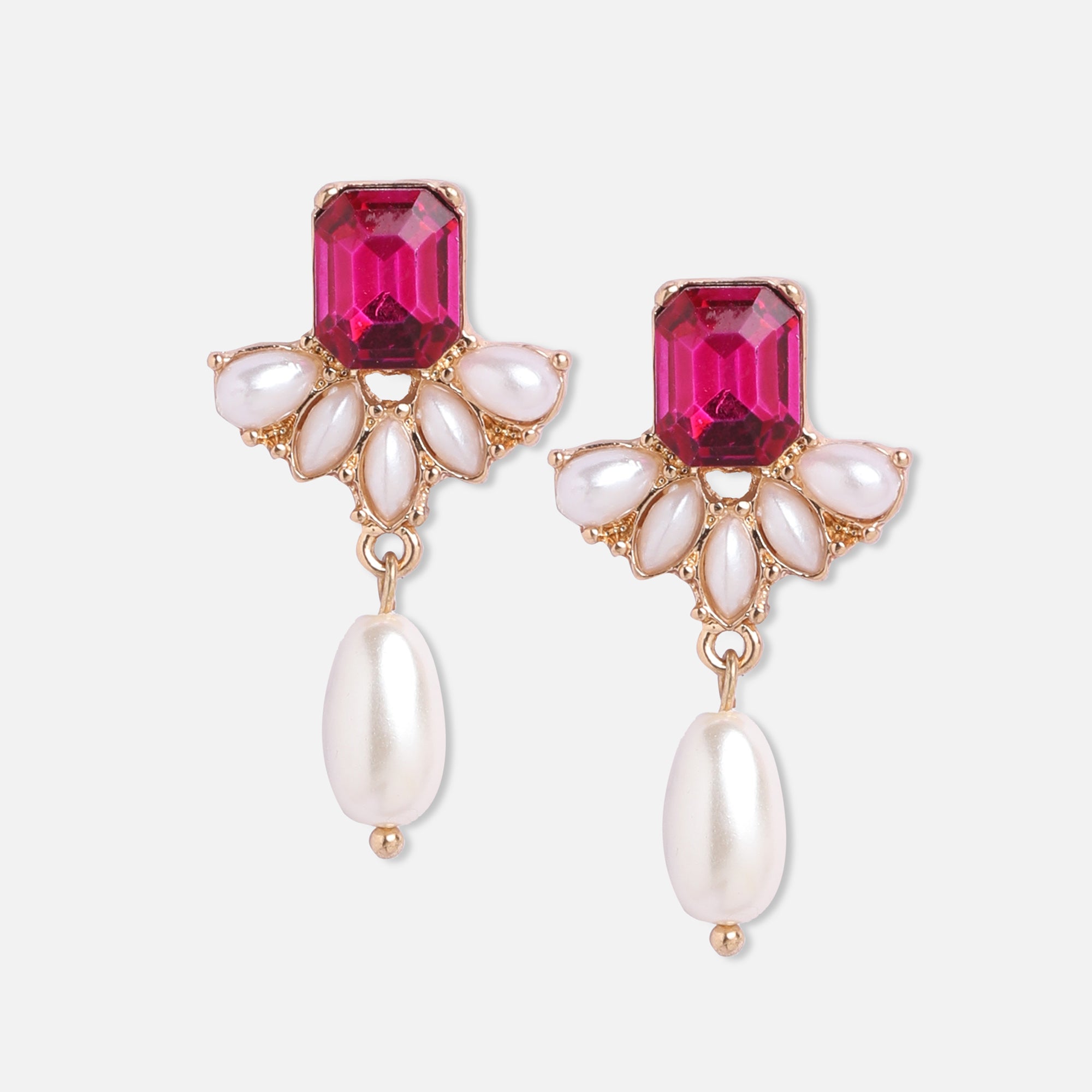 Accessorize London Women's Diamante Short Drop Red Crystal Earrings