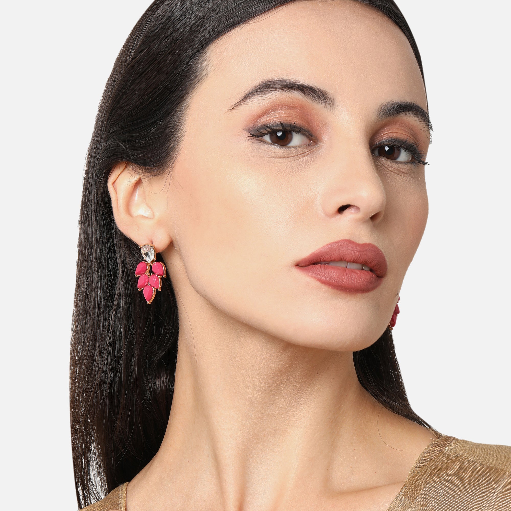 Accessorize London Women's Tear Drop Shape Short Red Stone Earrings