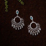 Accessorize London Silver Mint Stone Jhumkas Metal Chandbali Earring