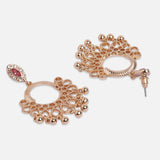 Gold Pink Stone Jhumkas