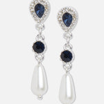Accessorize London Women's Pearl Short Drop Silver Earring