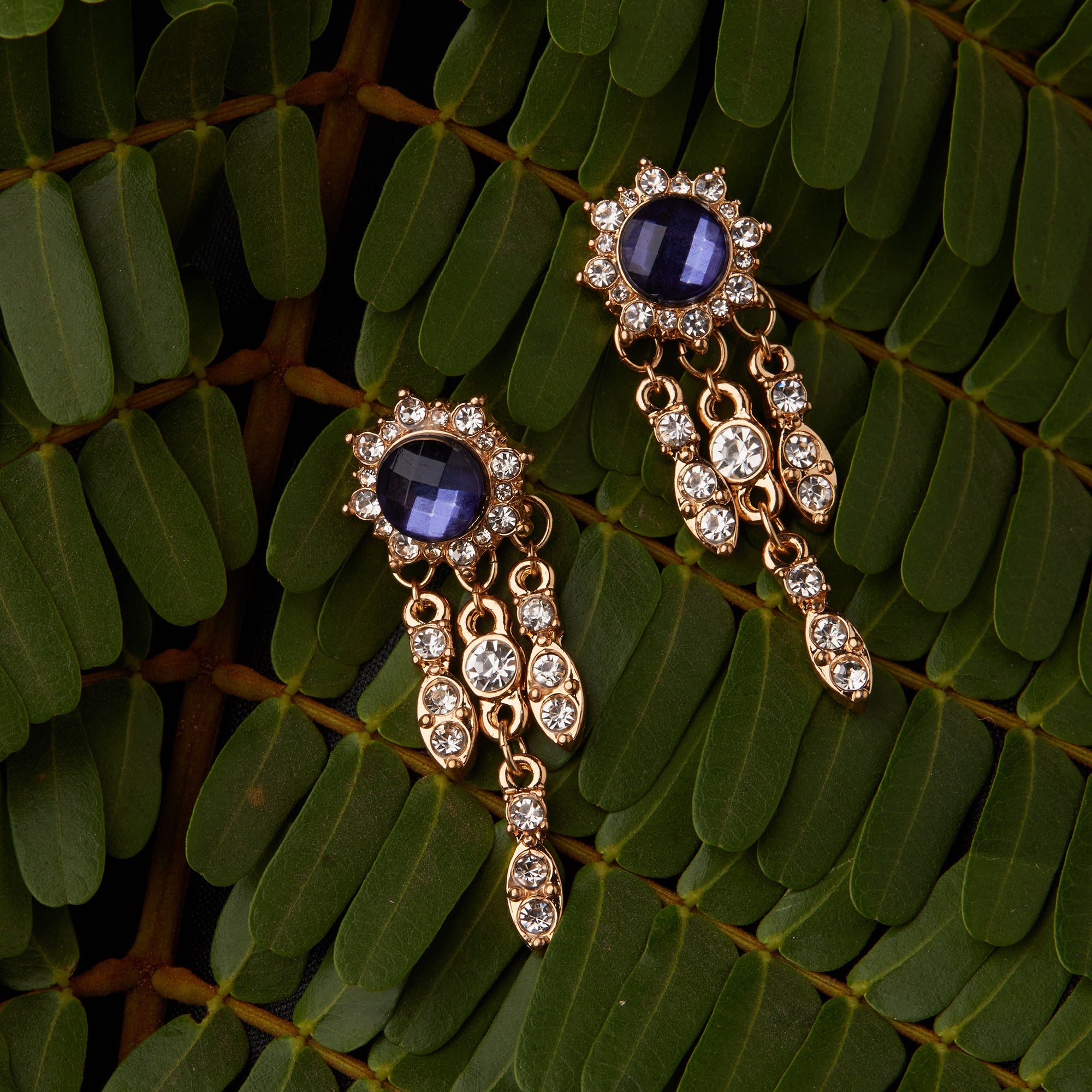 Accessorize London Navy Crystal Short Drop Earring Metal Drops & Danglers