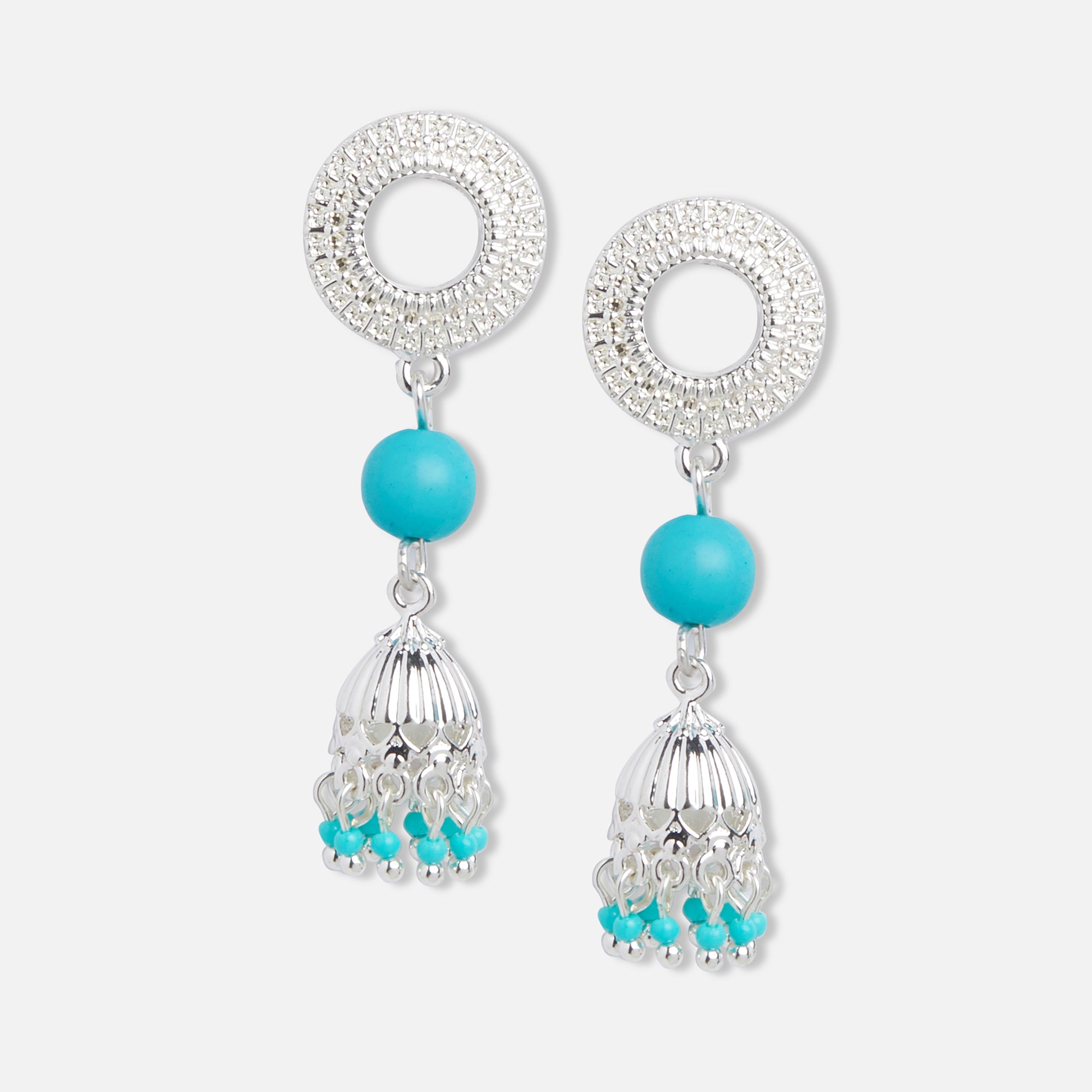 Accessorize London Women'S Blue & Silver Jhumki Earrings