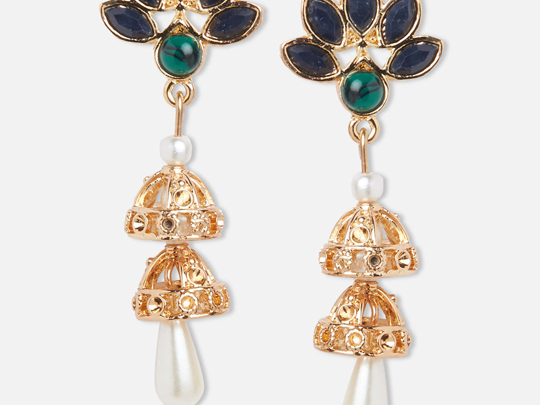 Accessorize London Women's Double Dome Gold Short Drop Earring