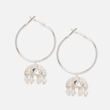 SILVERPLATED PEARL DOME HOOPS