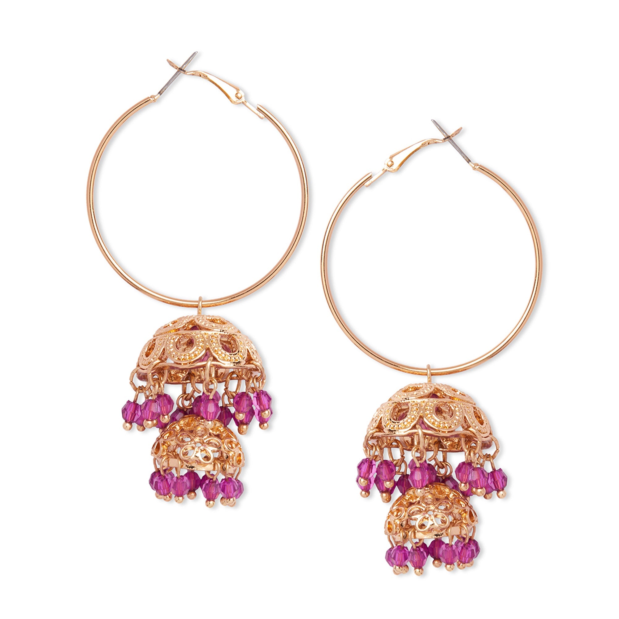Accessorize London Double Dome Golden Pink Hoops