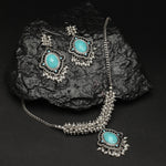 Accessorize London Women's Turq Oxidized Silver Jewelry Set