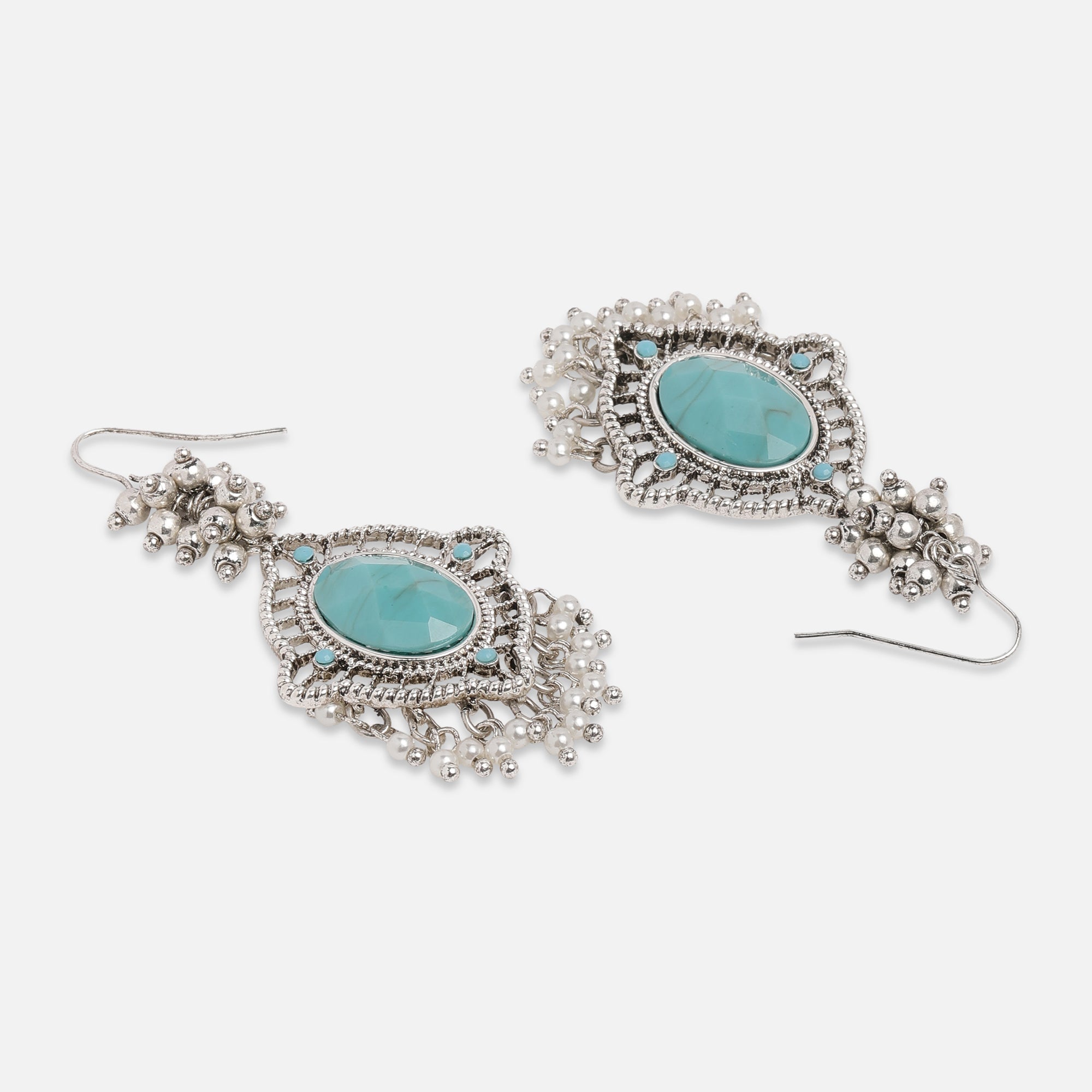 Accessorize London Women's Turq Oxidized Silver Jewelry Set