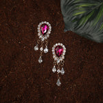 Pink Diamante Short Drop Earring