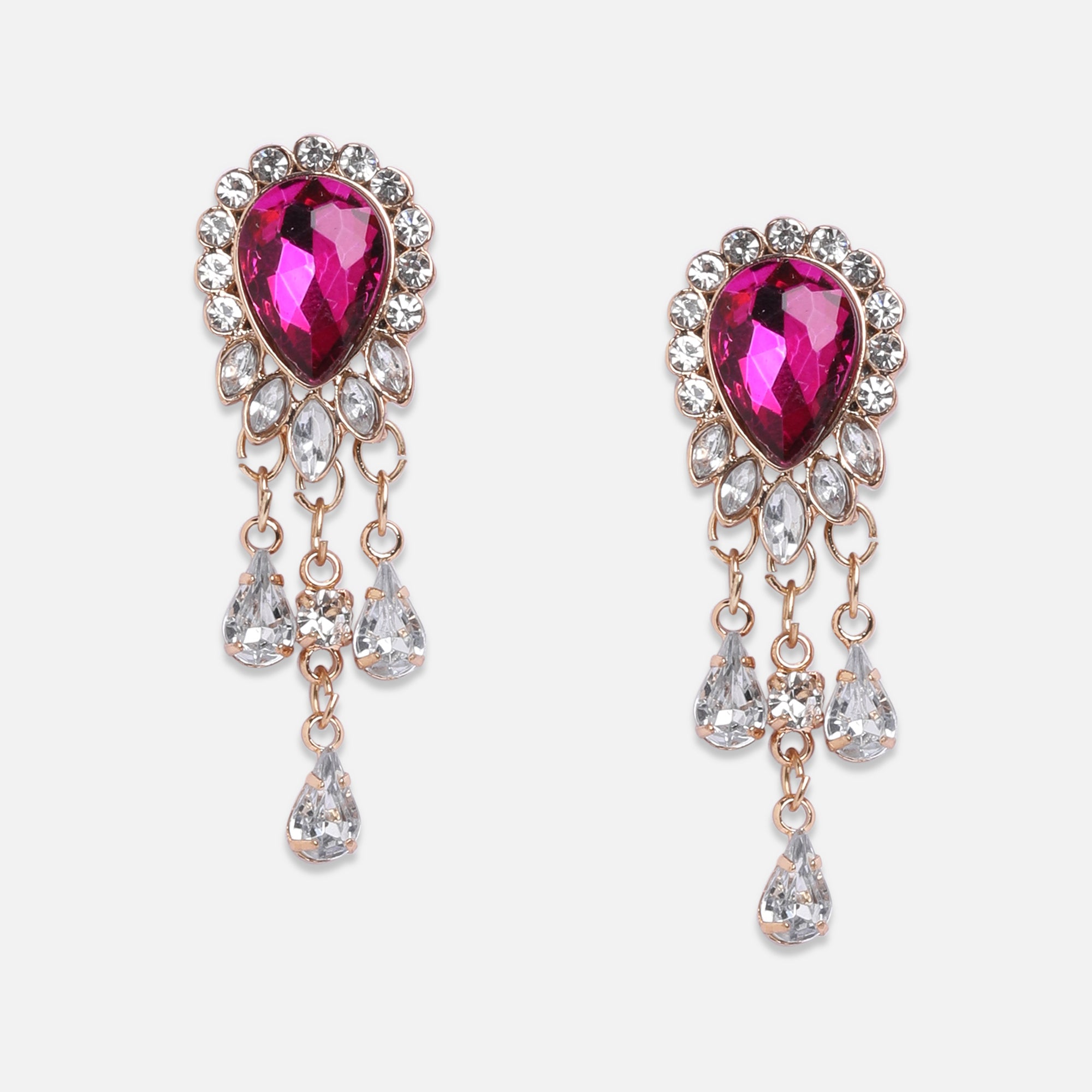 Pink Diamante Short Drop Earring