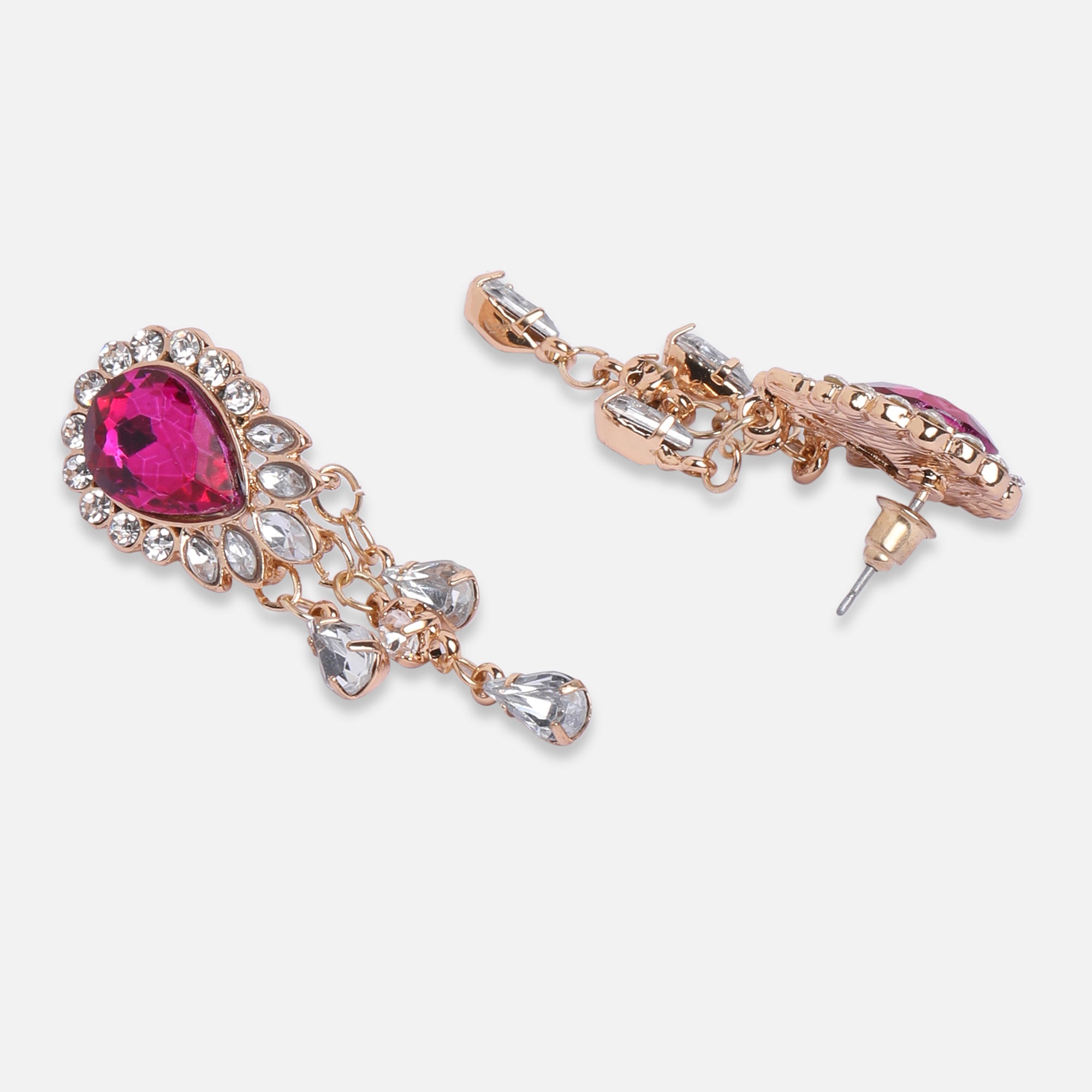 Pink Diamante Short Drop Earring