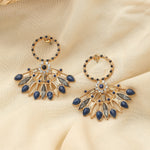 Accessorize London Navy Gold Plated Short Earring Metal Drops & Danglers