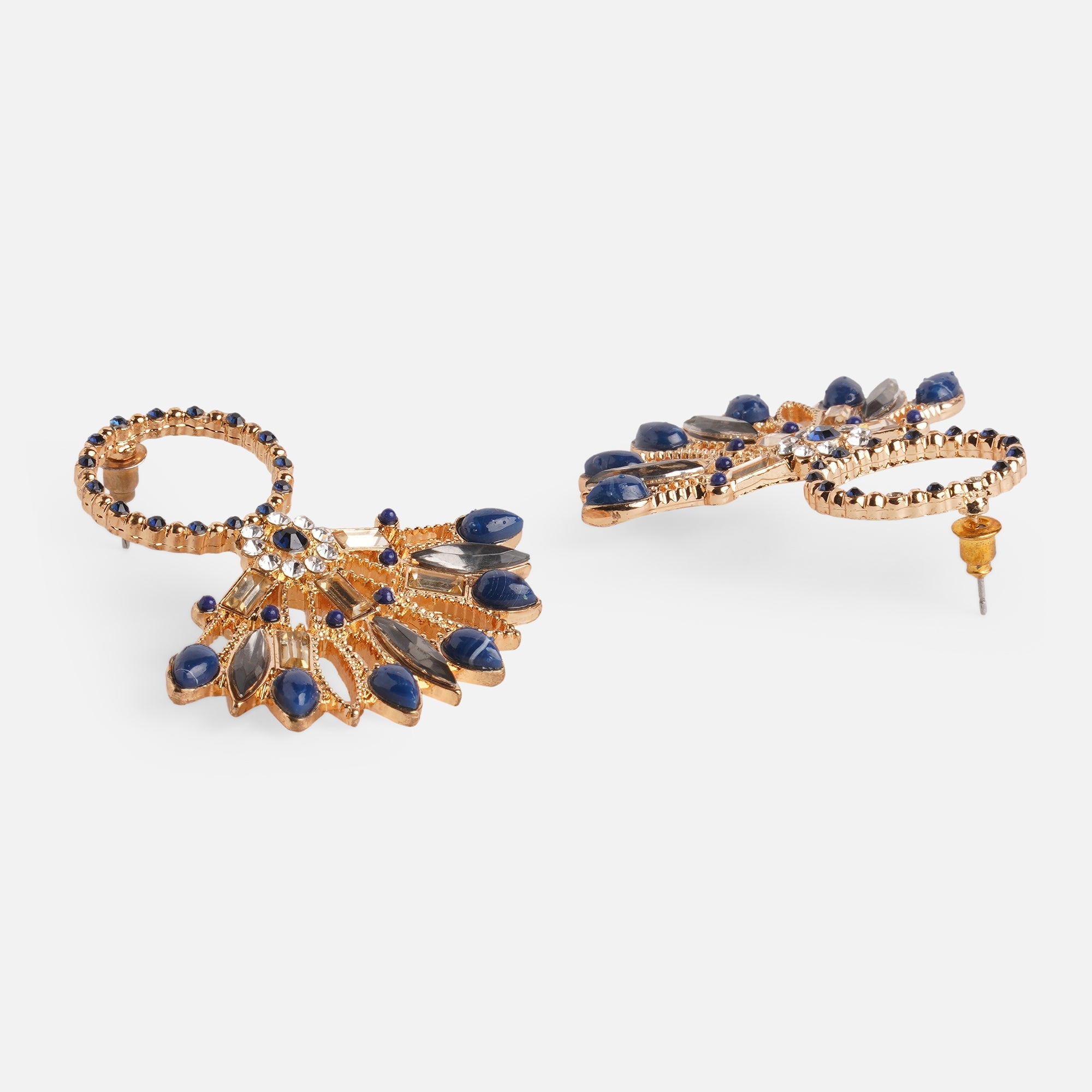 Accessorize London Navy Gold Plated Short Earring Metal Drops & Danglers