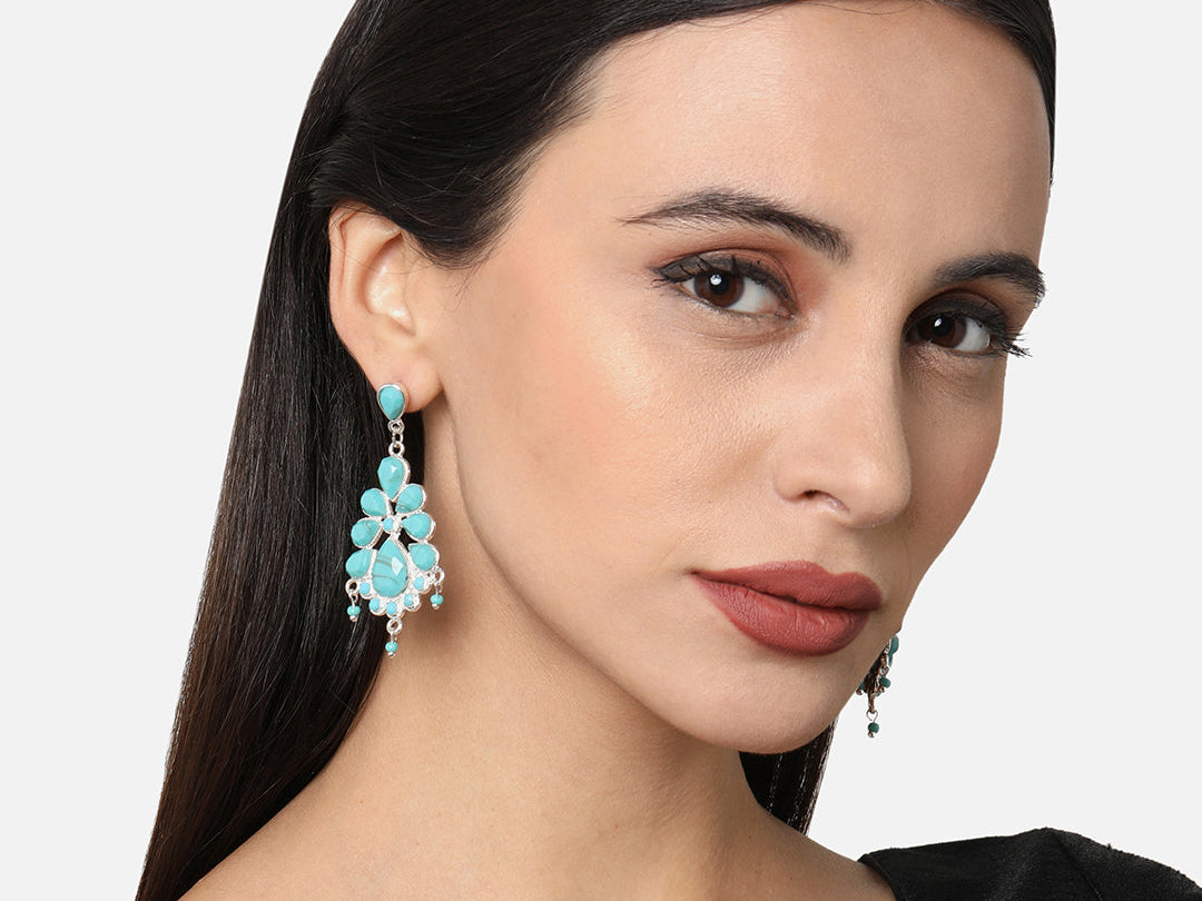 Accessorize London Women's Turq Oxidized Silver Long Earring