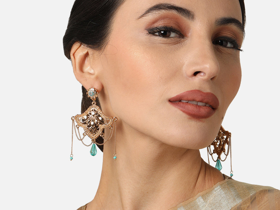 GOLD PLATED LONG EARRING