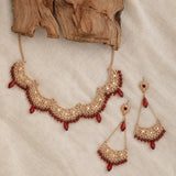 Accessorize London Women's Gold & Red Filigree Earring Necklace Set