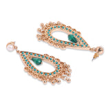 Accessorize London Green Tead Drop Long Earring Metal Chandbali Earring