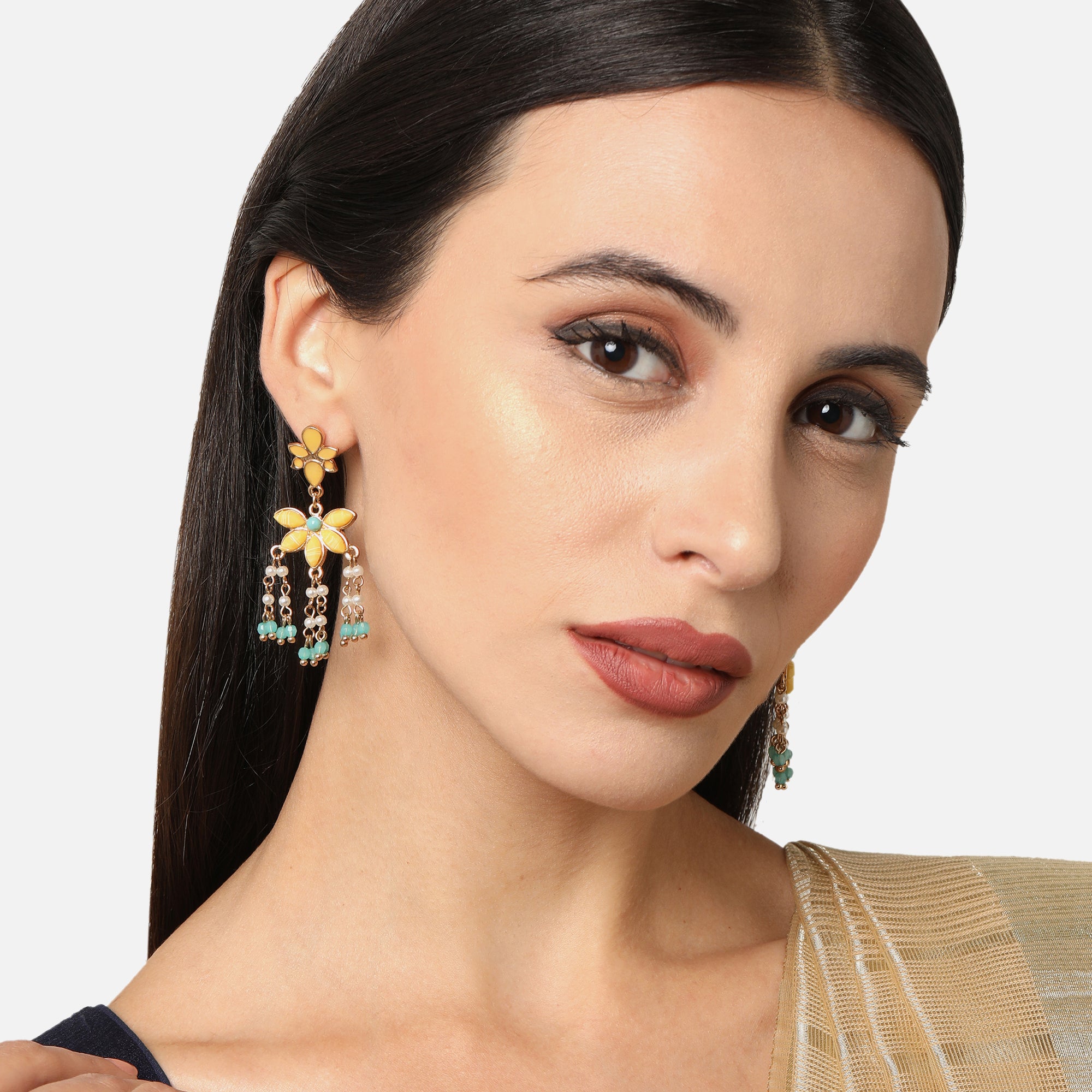 Accessorize London Women's Yellow Resin Long Drop Earring