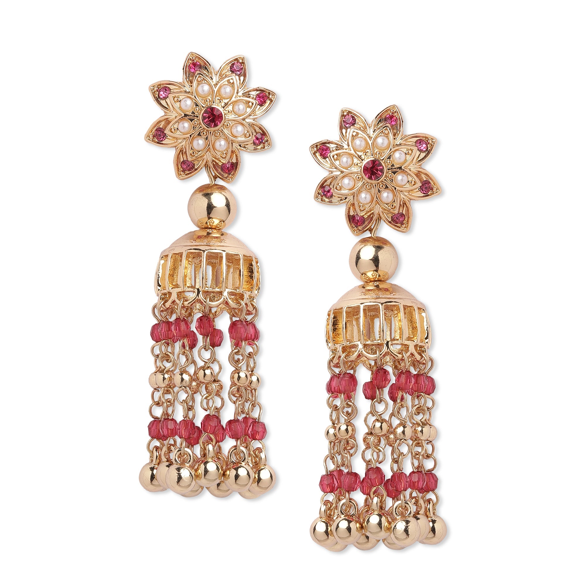 Accessorize London Pink Golden Long Drop Earring