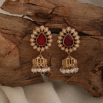 Accessorize London Red & Pear White Jhumki Earrings