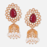 Accessorize London Red & Pear White Jhumki Earrings